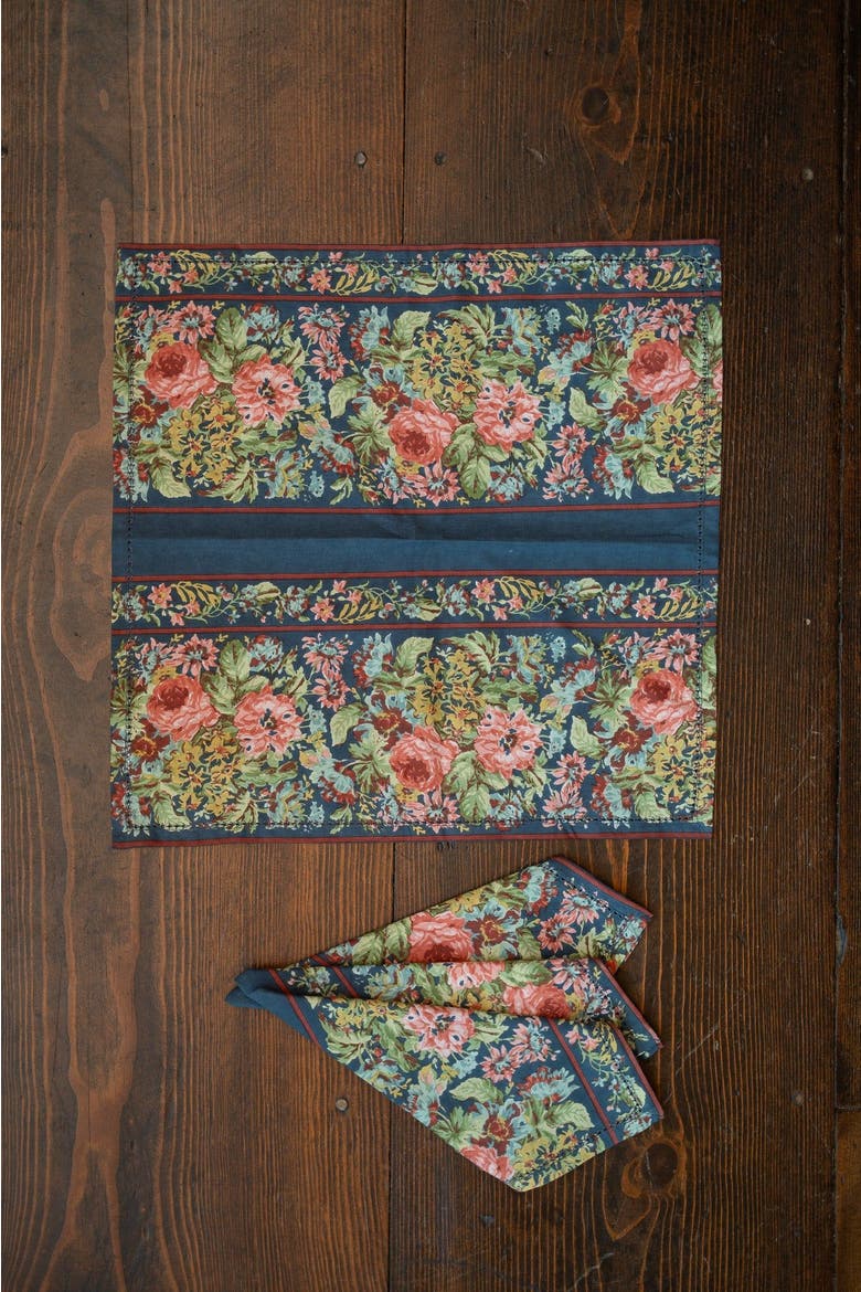 Eternal Rose Luncheon Napkins, Set of 4, Alternate, color, Navy