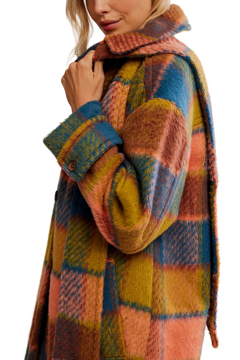 Dalton Plaid Wool Coat, Alternate, color, CORAL