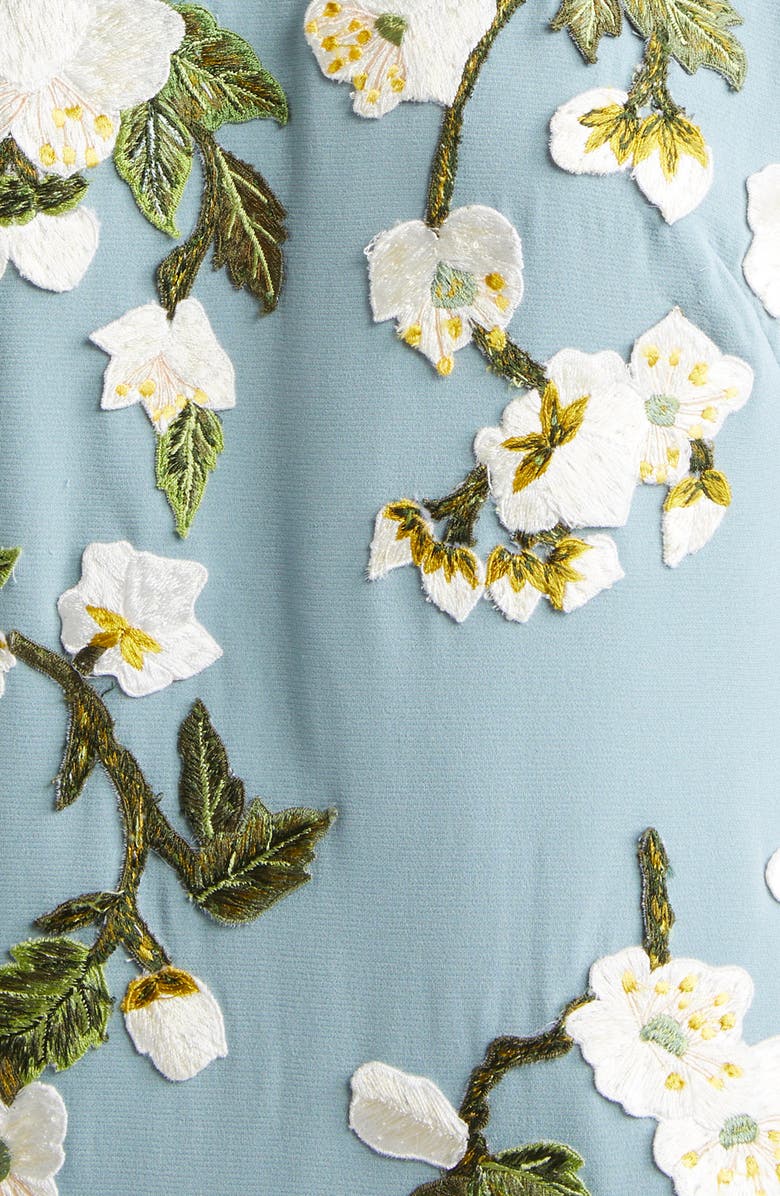 Oscar de la Renta Cherry Blossom Embroidered Dégradé Georgette Gown, Alternate, color, 