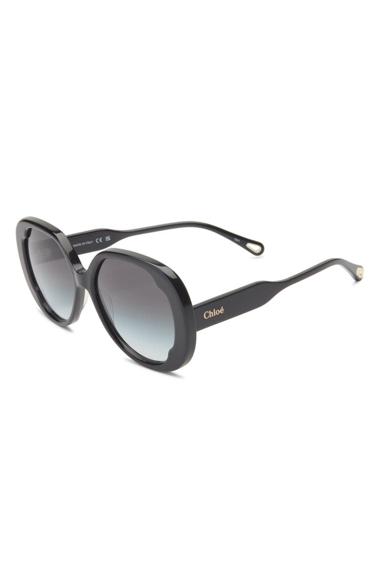 Chloé 56mm Round Sunglasses, Alternate, color, Black Black Grey