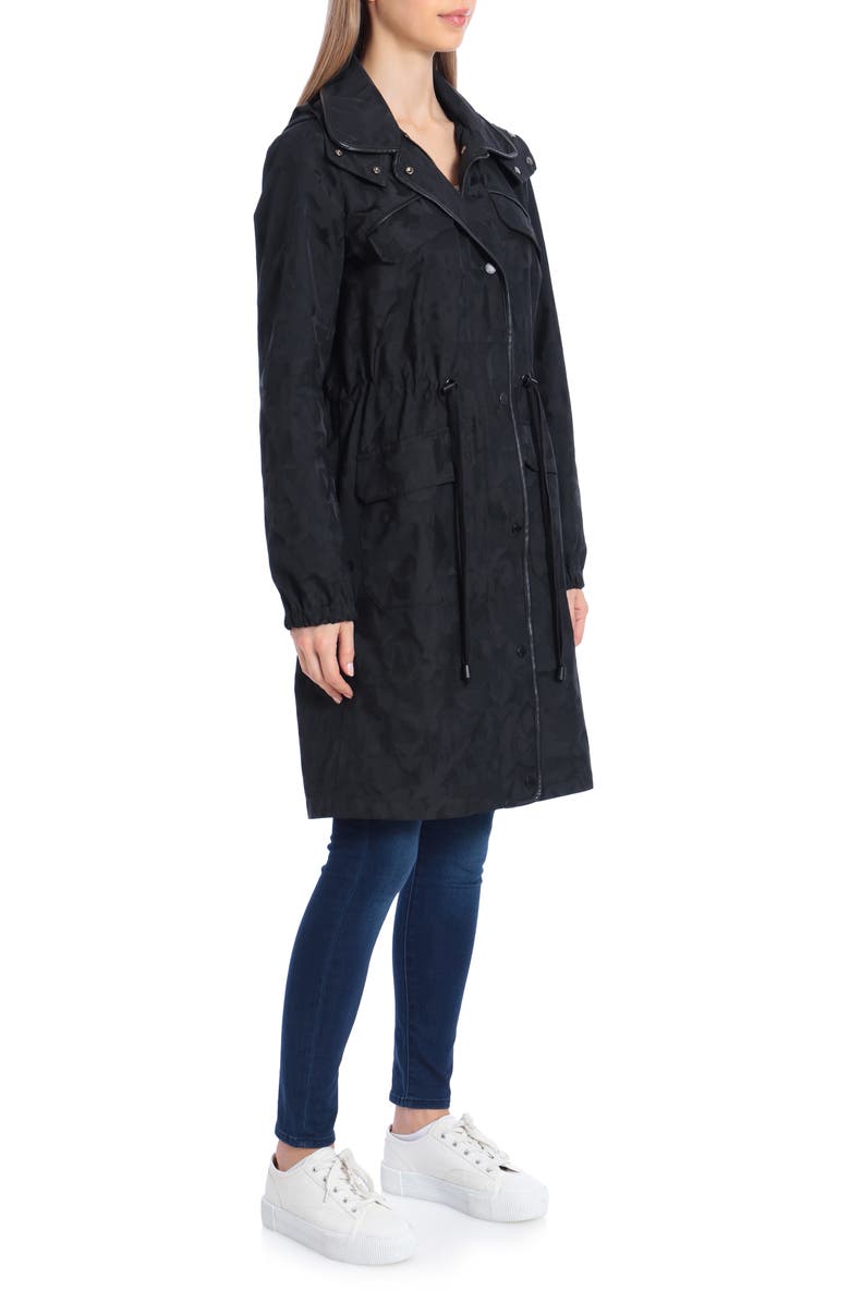 Avec Les Filles Star Jacquard Raincoat with Removable Hood, Alternate, color,