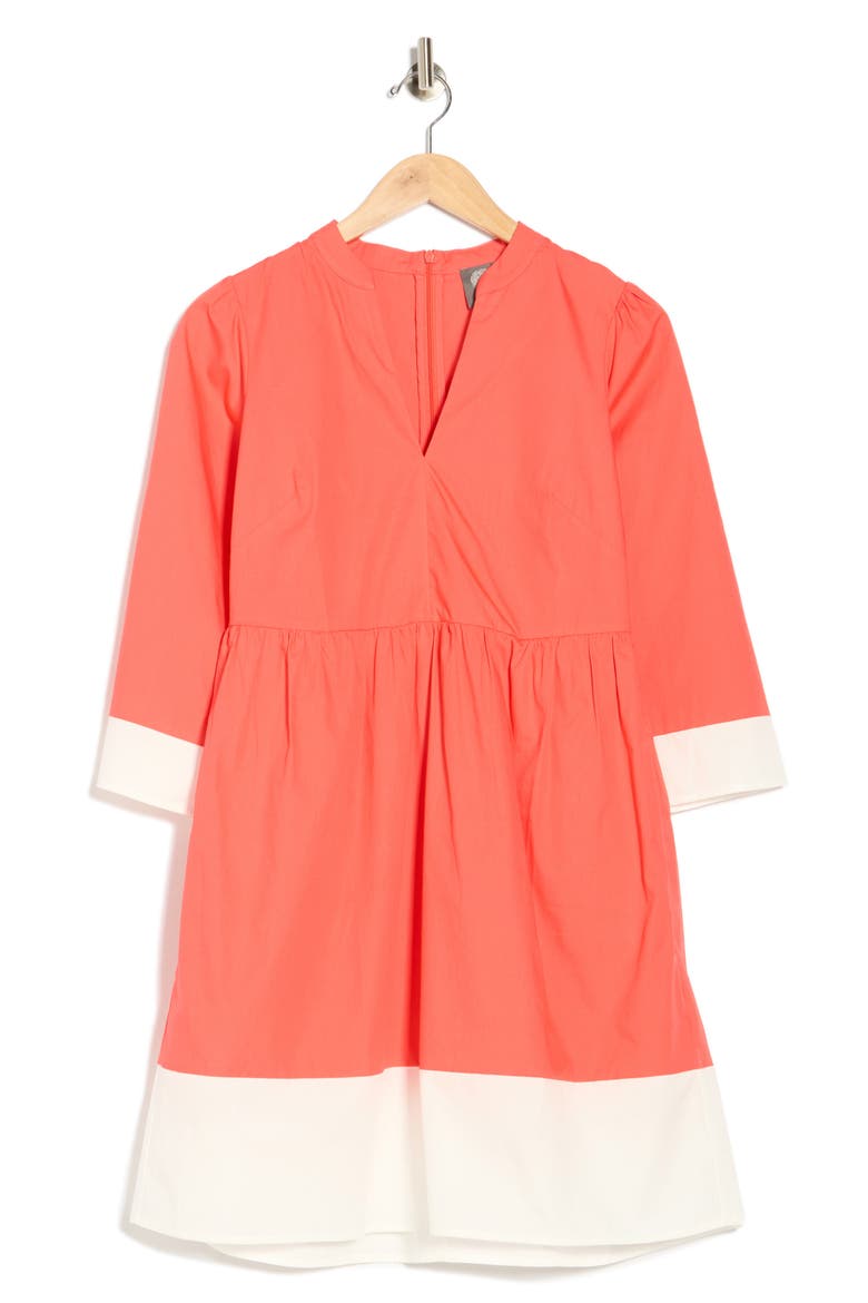 Border Trim Cotton Fit & Flare Dress, Alternate, color, POPPY