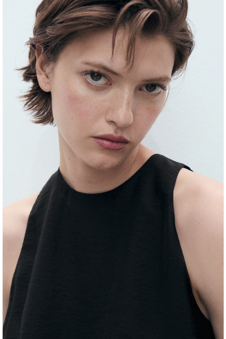 Bubble Hem Sleeveless Top, Alternate, color, BLACK
