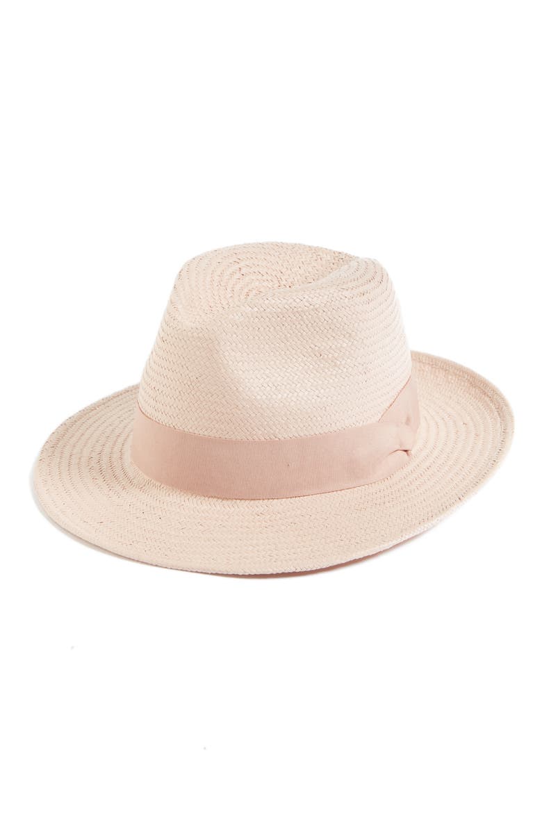 Straw Panama Hat, Main, color, BLUSH