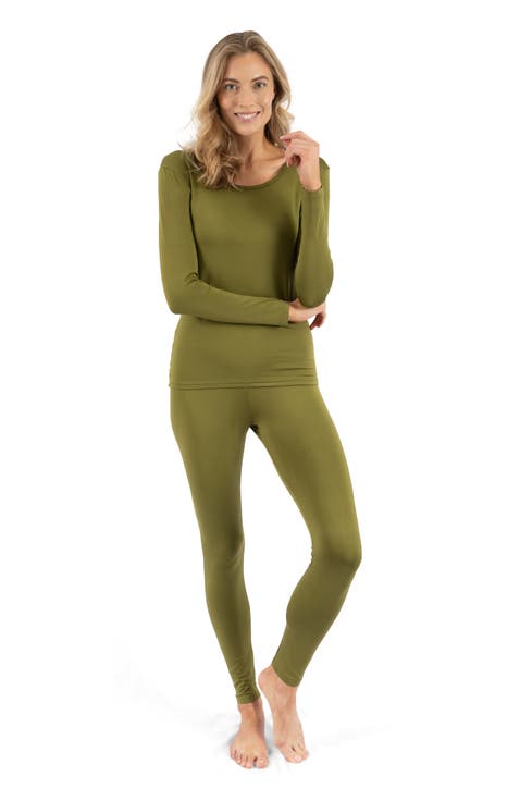Women's Solid Thermal Pajama Set