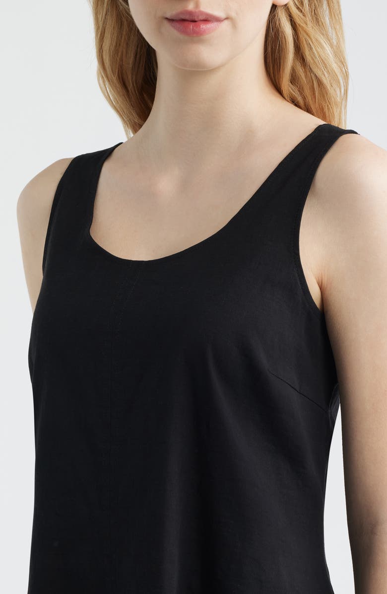 Theory Stretch Linen Blend Tank Dress, Alternate, color, Black