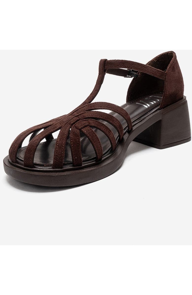 Prologue Shoes Nolana Block Heel Sandal, Alternate, color, Brown Suede