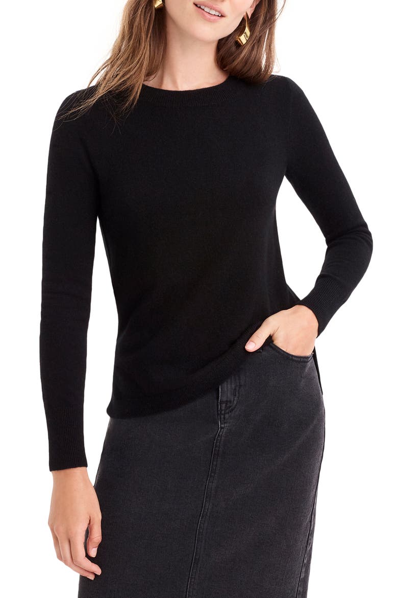 Crewneck Cashmere Sweater, Main, color, BLACK