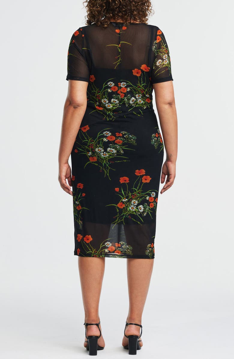 Estelle Bouquet Floral Mesh Overlay Dress, Alternate, color, 