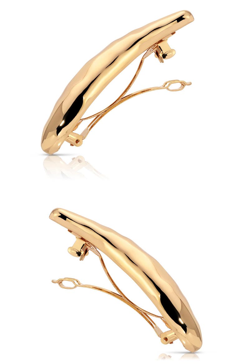 Sophisticated Metal 2-Pack Barrettes, Alternate, color, GOLD