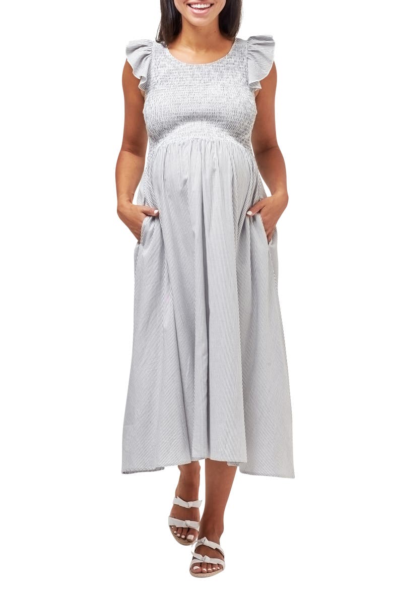 Harper Smocked Dress, Main, color, MICROSTRIPE
