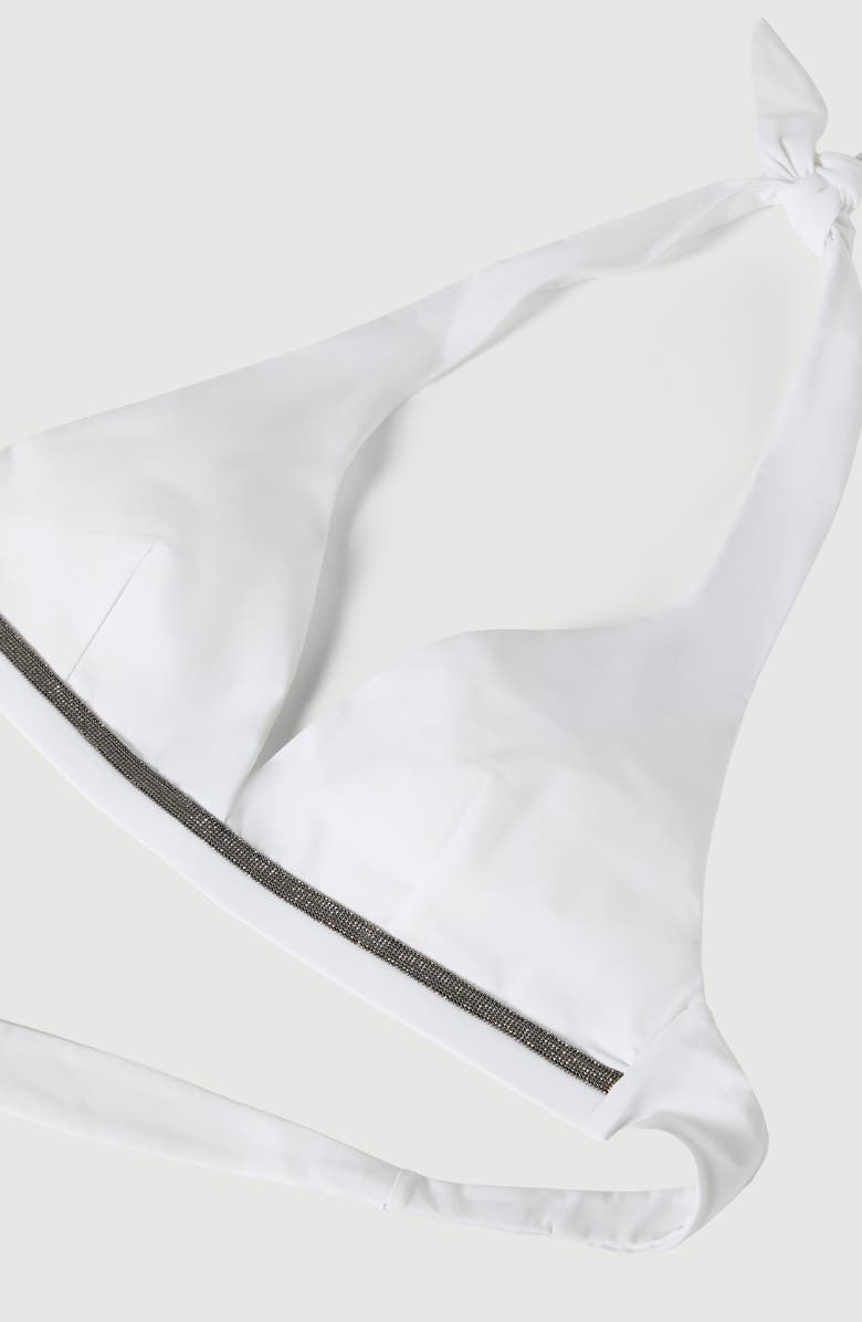 Brunello Cucinelli Techno jersey bikini top with monili, Alternate, color, White