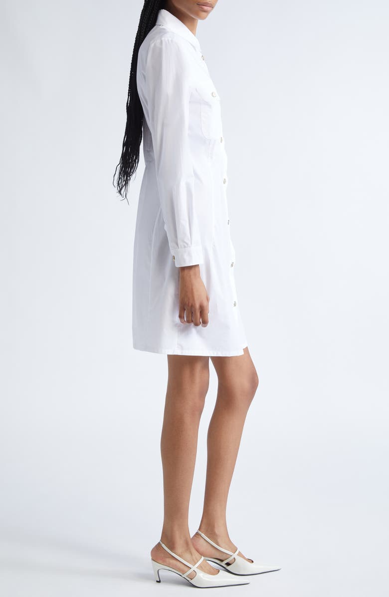 Emporio Armani Long Sleeve Cotton Poplin Button-Up Shirtdress, Alternate, color, Solid White