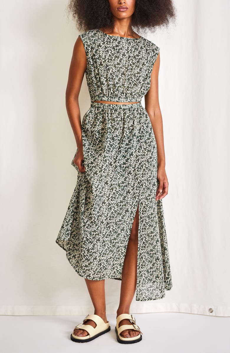 Apiece Apart Marietta Cutout Floral Organic Cotton Midi Dress, Alternate, color, 