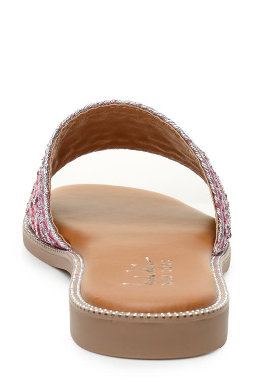 Nicole Miller Rhinestone Woven Slide Sandal In Fuchsia Multi