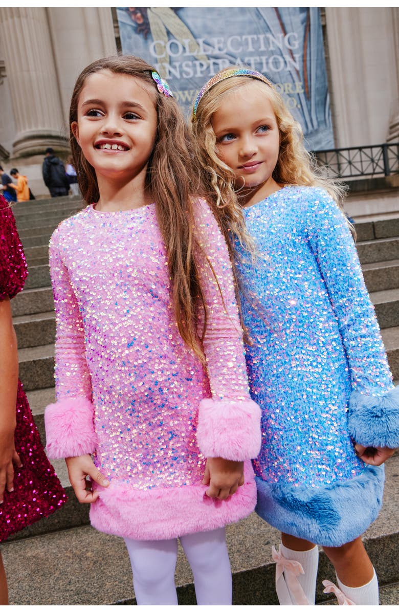 Lola + The Boys Celeste Shimmer Dress, Alternate, color, Blue