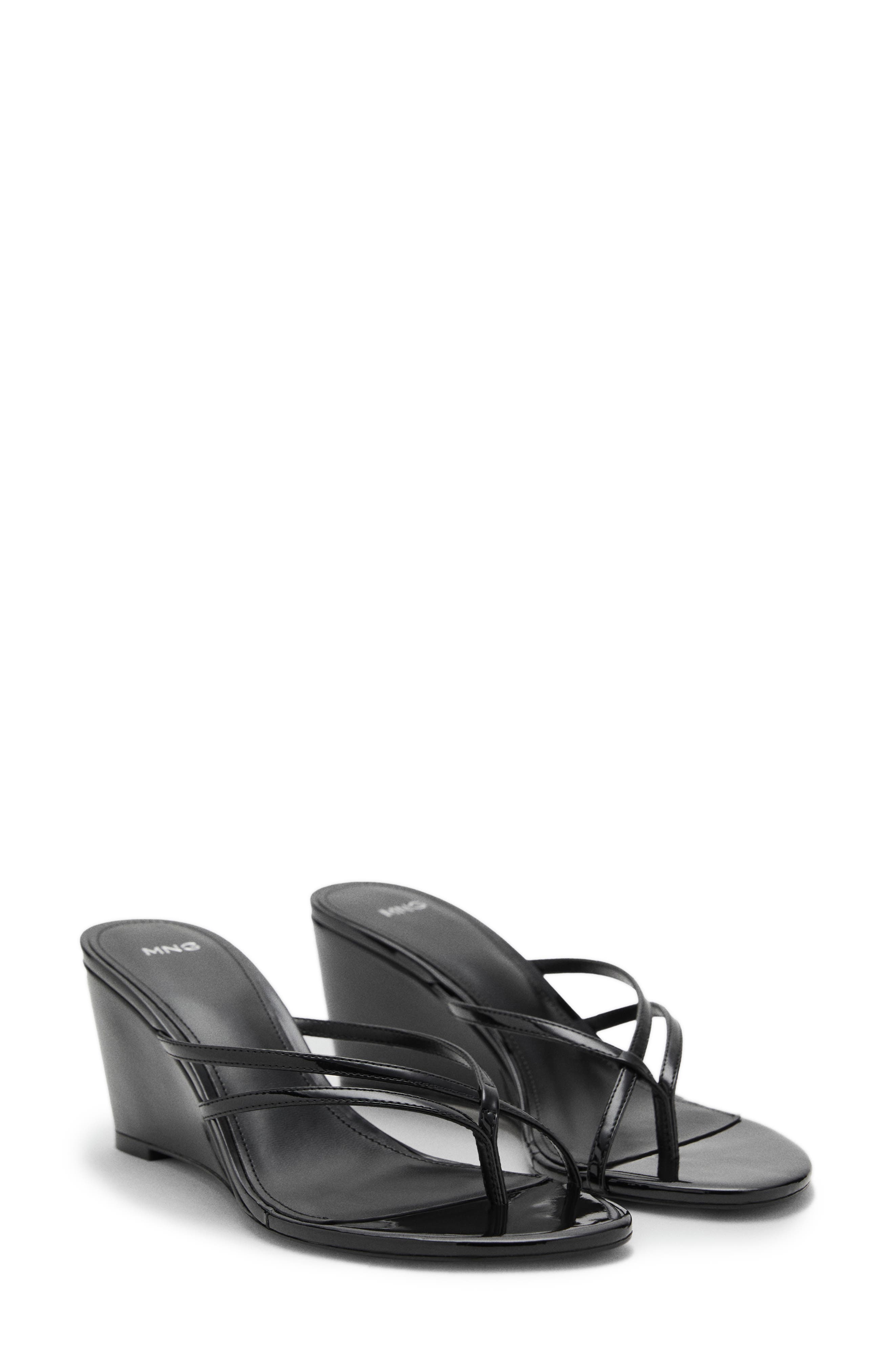 MANGO Wedge Slide Sandal, Main, color, Black