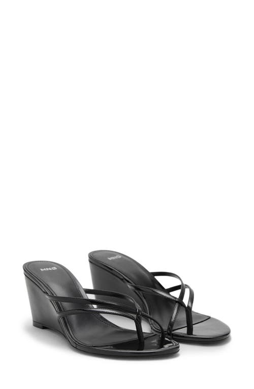 Mango Wedge Slide Sandal In Black