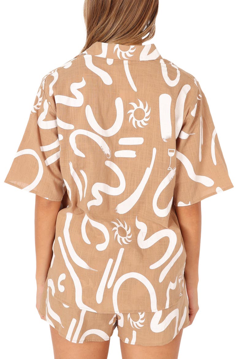 Soleil Button-Up Shirt & Shorts, Alternate, color, TAN