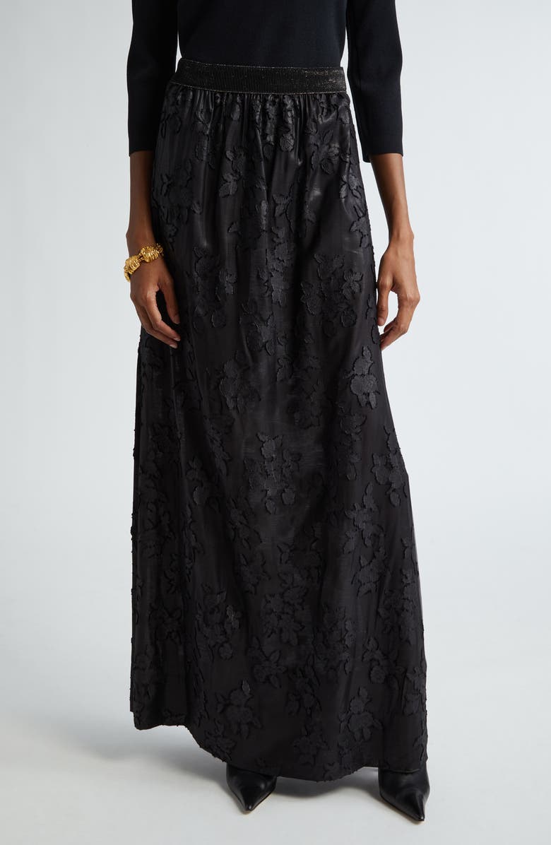 St. John Collection Floral Fil Coupé Skirt, Main, color,