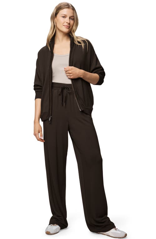 Splendid Tie Waist Wide Leg Sweatpants In Brown