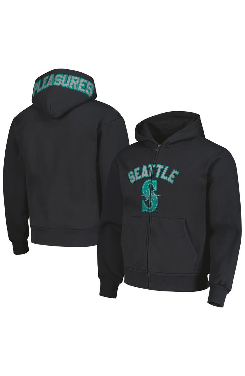 PLEASURES Men's PLEASURES Black Seattle Mariners Opening Day Full-Zip Hoodie, Main, color,