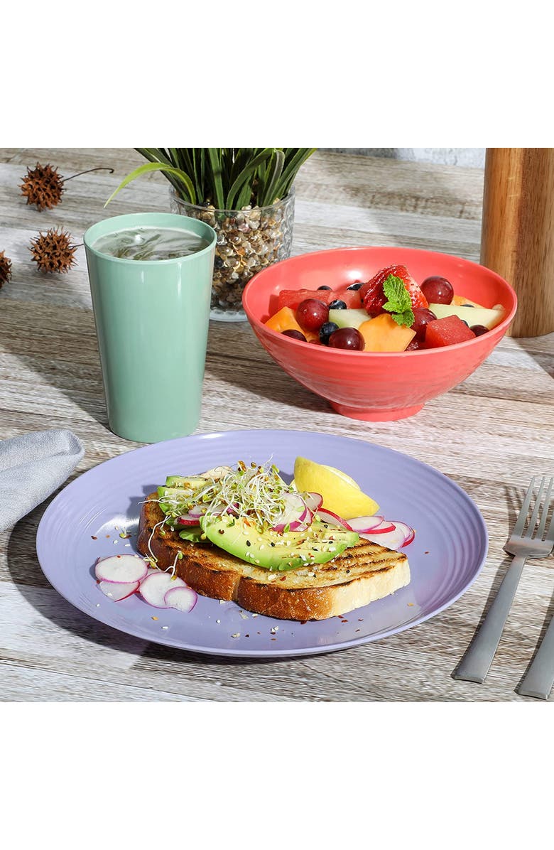 Gibson Home Zelly 12 Piece Round Melamine Dinnerware Set, Alternate, color, Pink