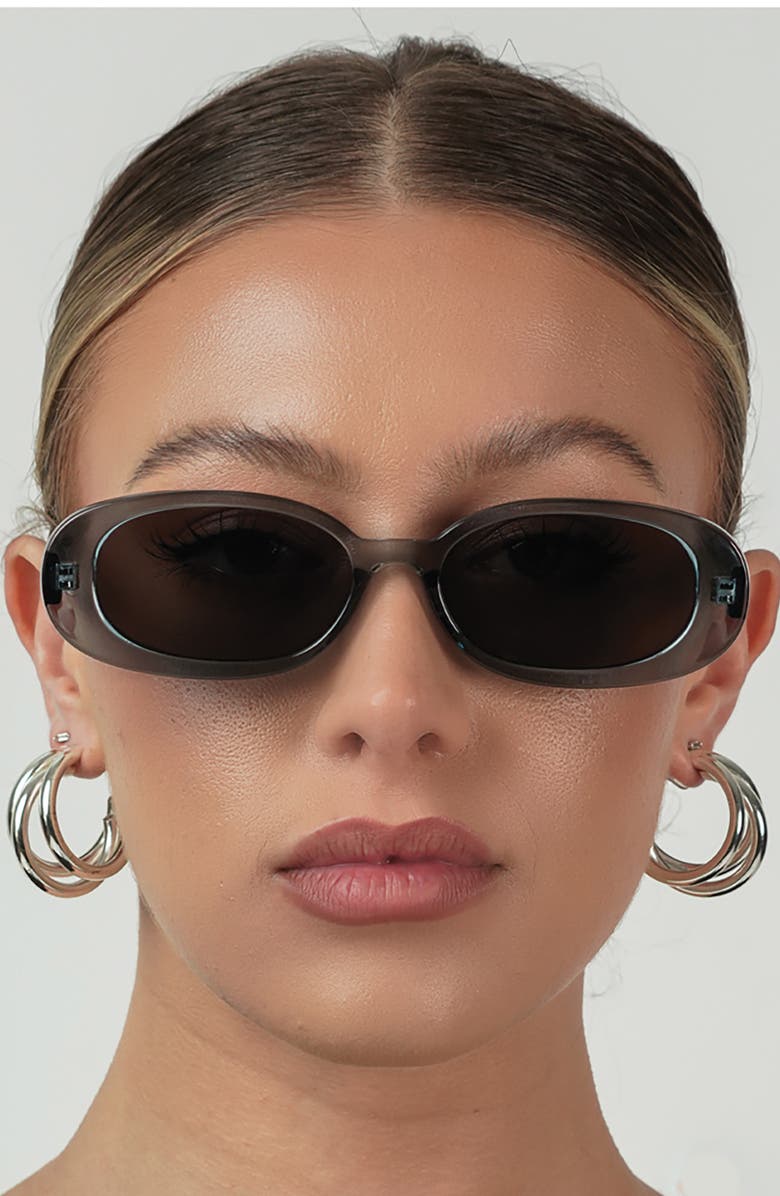 OTRA EYEWEAR Gina Oval Sunglasses, Alternate, color, Trans Slate/ Smoke
