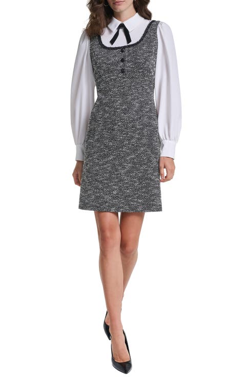 Mixed Media Long Sleeve Minidress