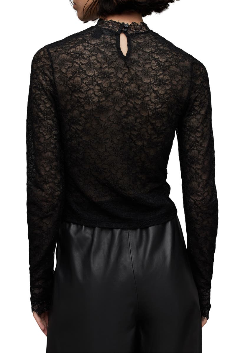 AllSaints Francesco Long Sleeve Lace Top, Alternate, color, 