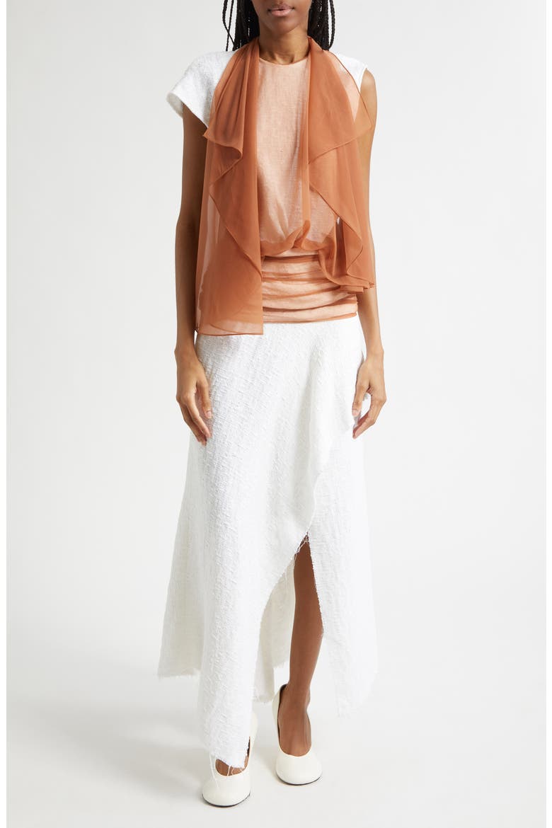 Mixed Media Cape Dress, Main, color, WHITE