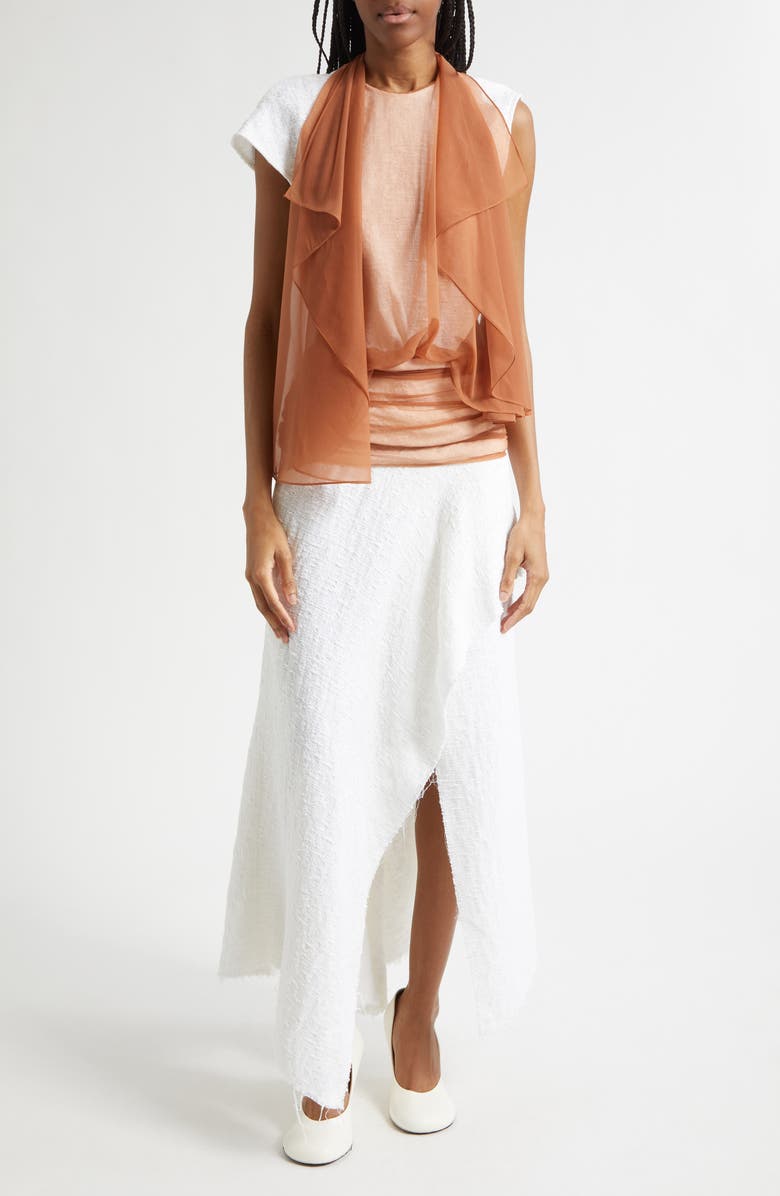 Diotima Mixed Media Cape Dress, Main, color, White