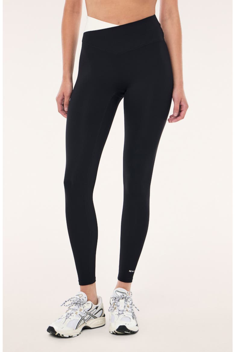Wander Crossover Leggings, Main, color, BLACK / WHISPER WHITE