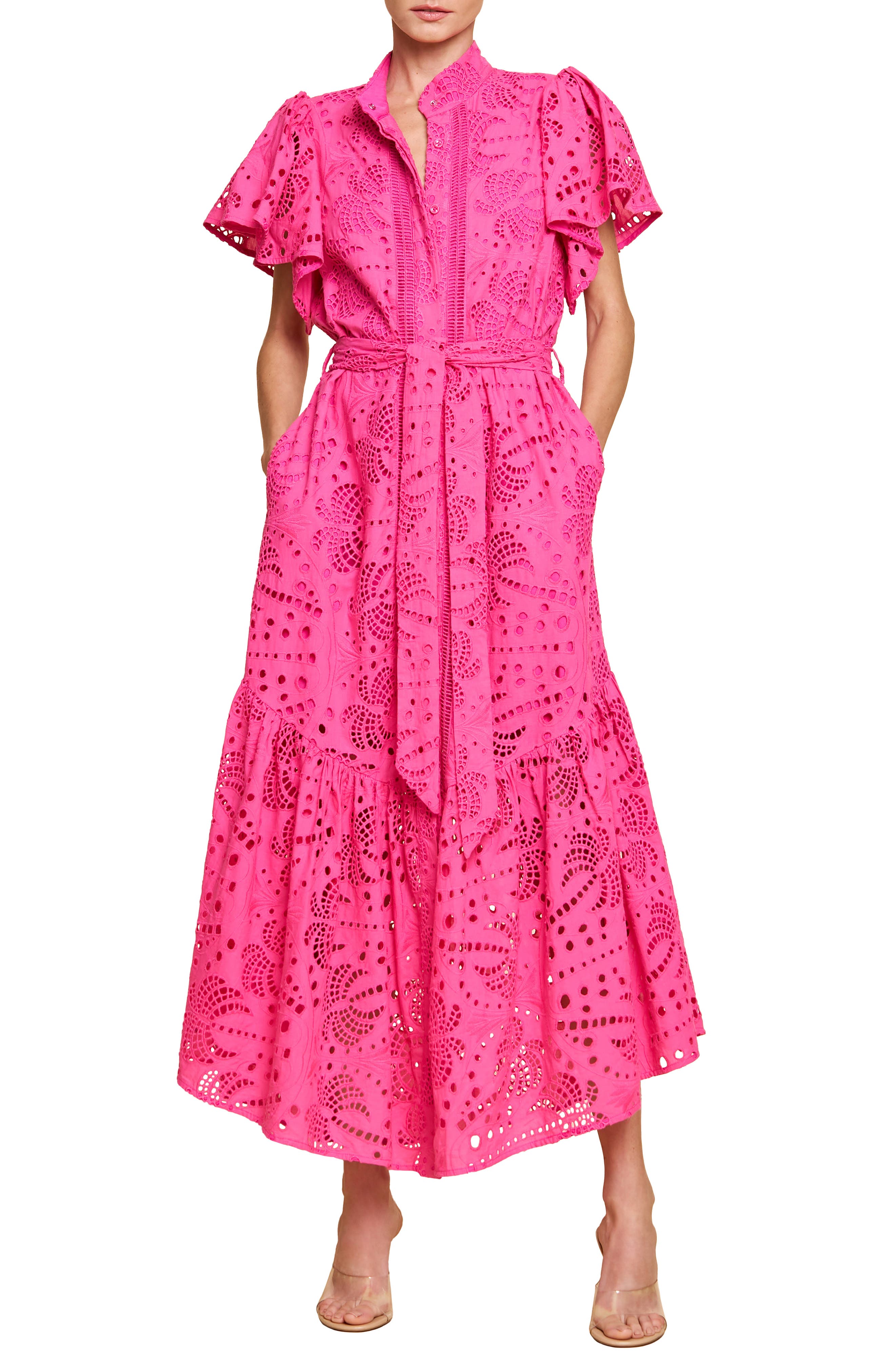 CIEBON Isabella Cotton Eyelet Maxi Shirtdress