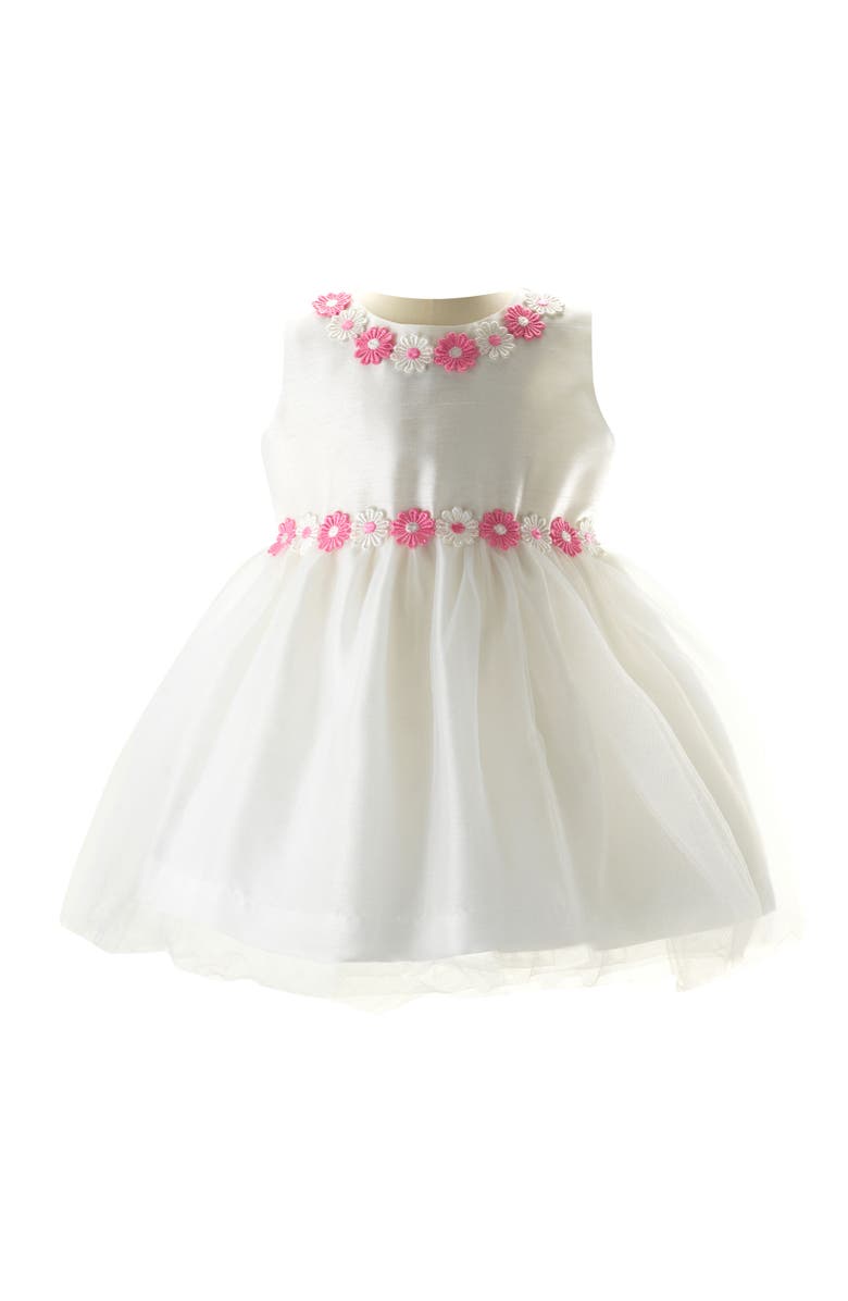 Rachel Riley Pink Daisy Tulle Dress, Main, color, White