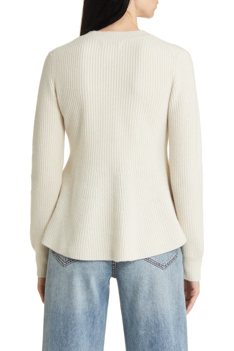 Peplum Cashmere Sweater, Alternate, color, IVORY SAND