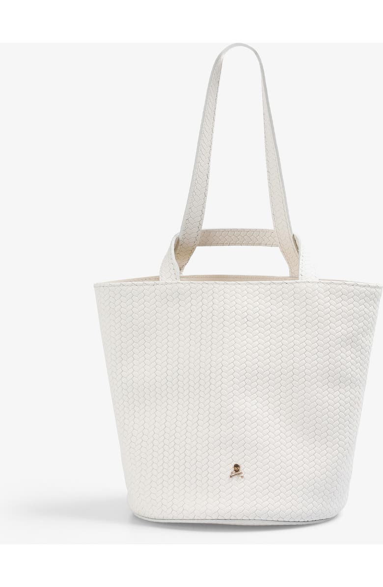 Scalpers Mini Cube Woven Leather Bag, Main, color, Offwhite