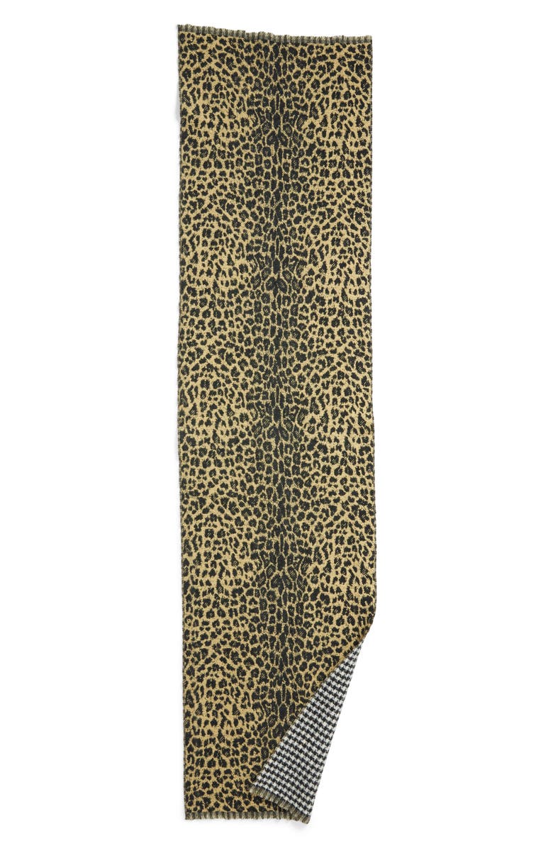 AllSaints Reversible Leopard & Houndstooth Scarf, Alternate, color,