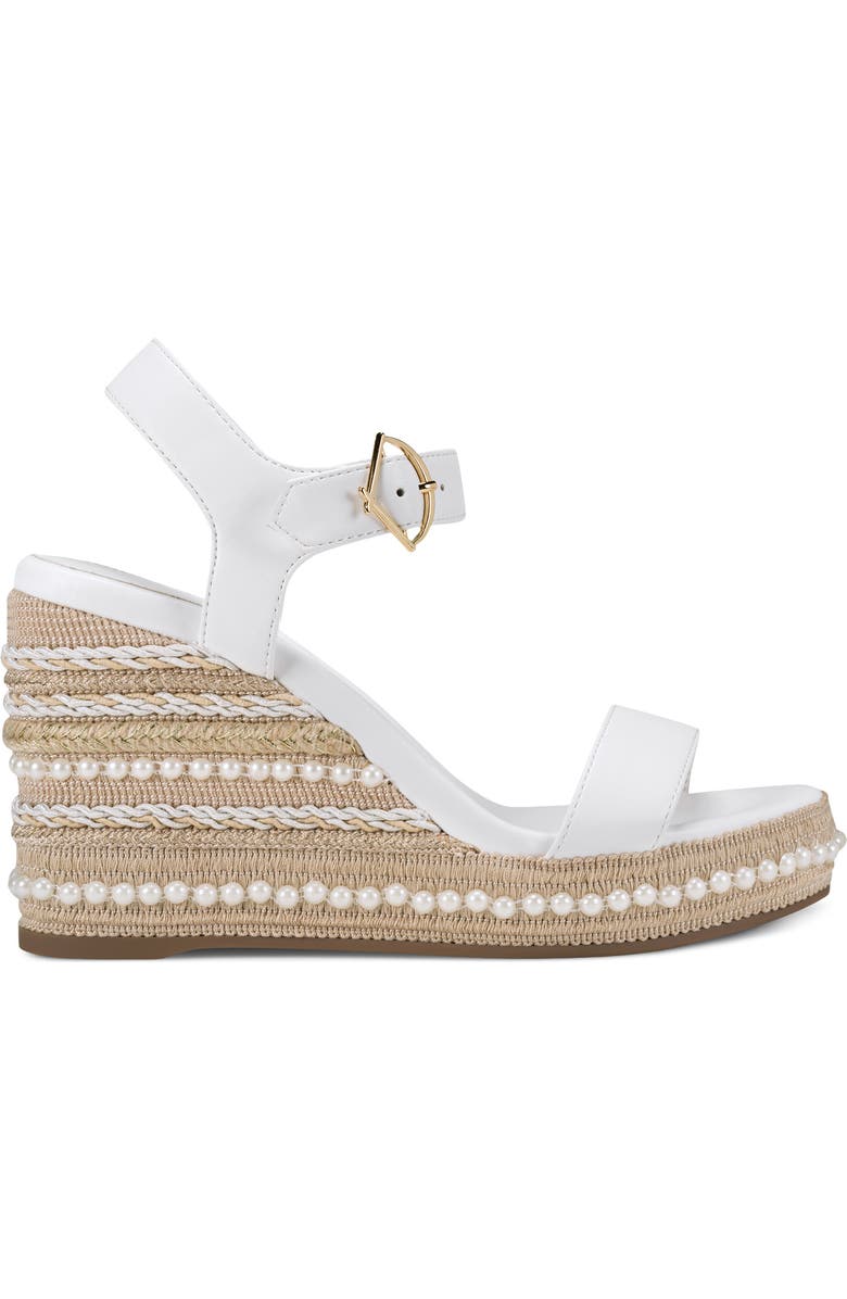 KARL LAGERFELD PARIS Calzona Embellished Espadrille Wedge Sandal, Alternate, color, Bright White