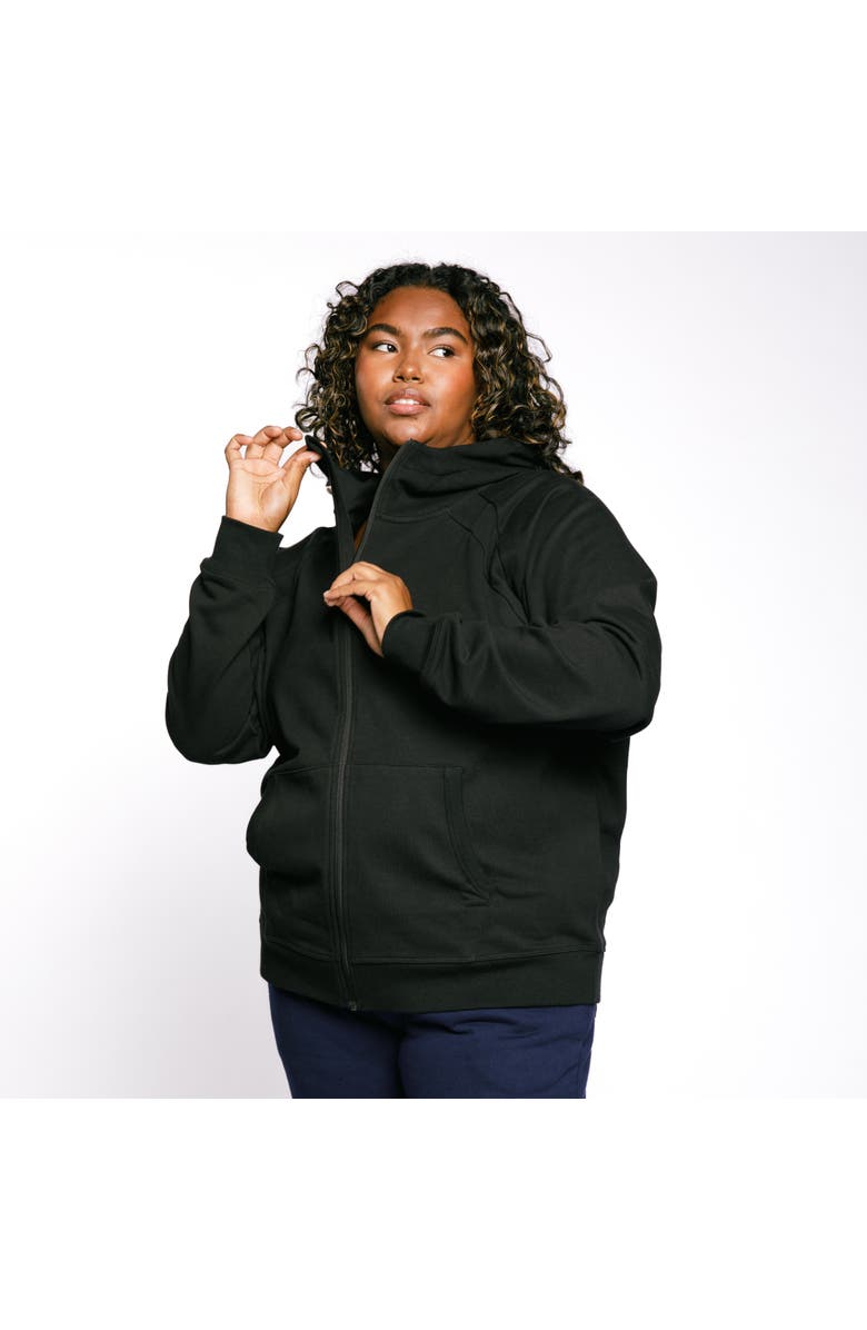 TomboyX French Terry Full Zip Hoodie, Alternate, color, Black