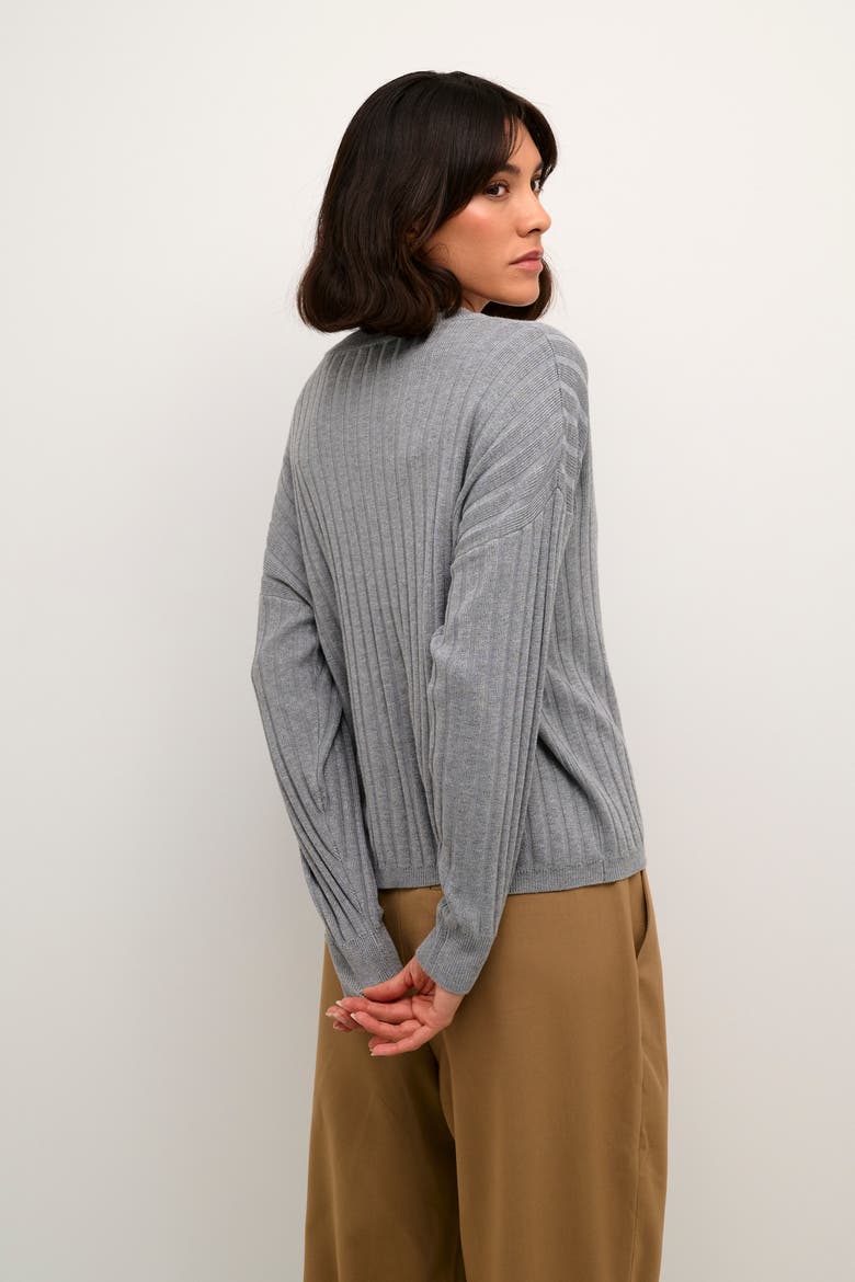 Lola V-neck Striped Loose Fit Pullover, Alternate, color, Grey Melange