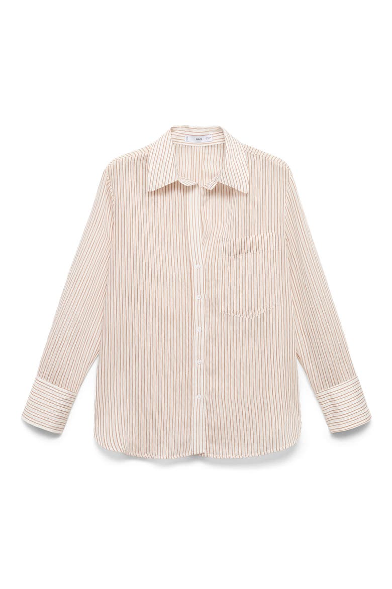 Stripe Sheer Long-Sleeve Button-Up Shirt, Alternate, color, BROWN