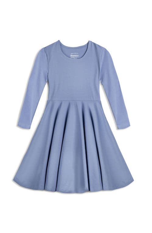 Mightly Organic Cotton 3/4 Sleeve Solid Twirl Dress In Periwinkle