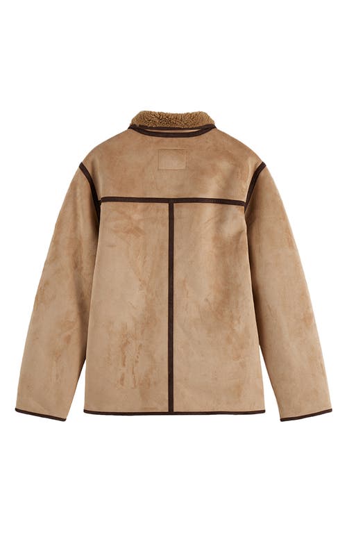 Scotch & Soda Reversible Faux Shearling Coat In Brown