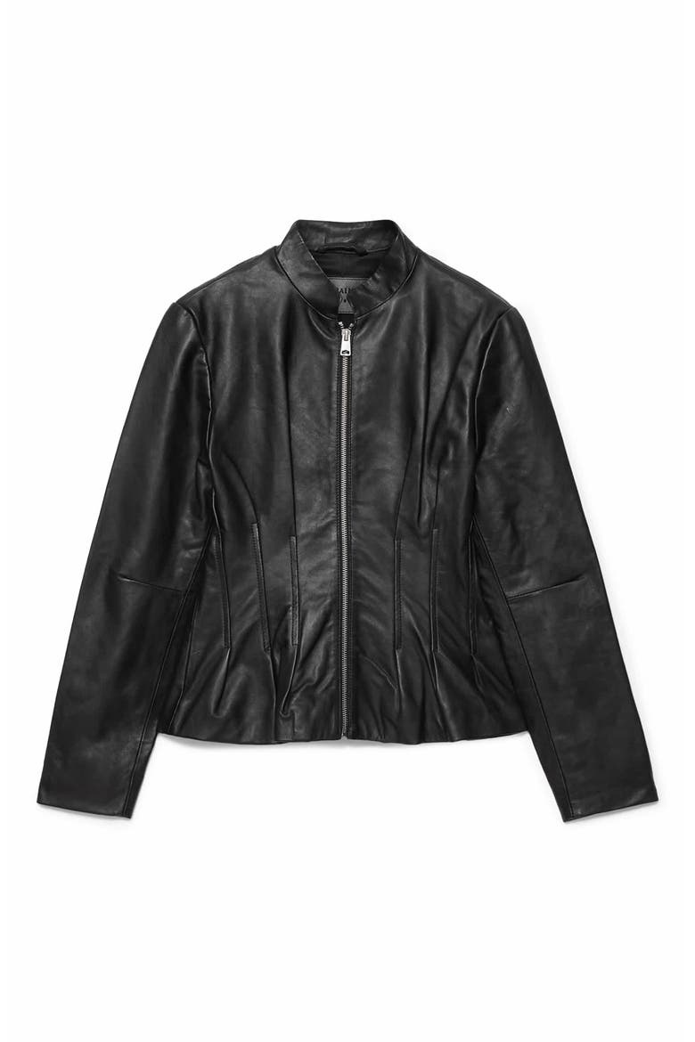Clo Leather Jacket, Alternate, color, BLACK