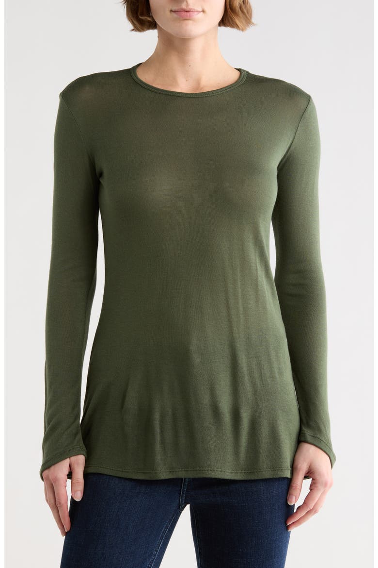 Long Sleeve T-Shirt, Main, color, HUNTER GREEN INTERLOCK
