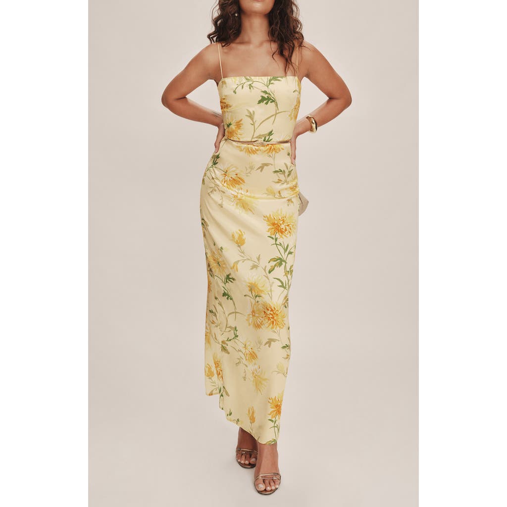 Shop Reformation Frankie Floral Silk Maxi Dress In Honeyglow