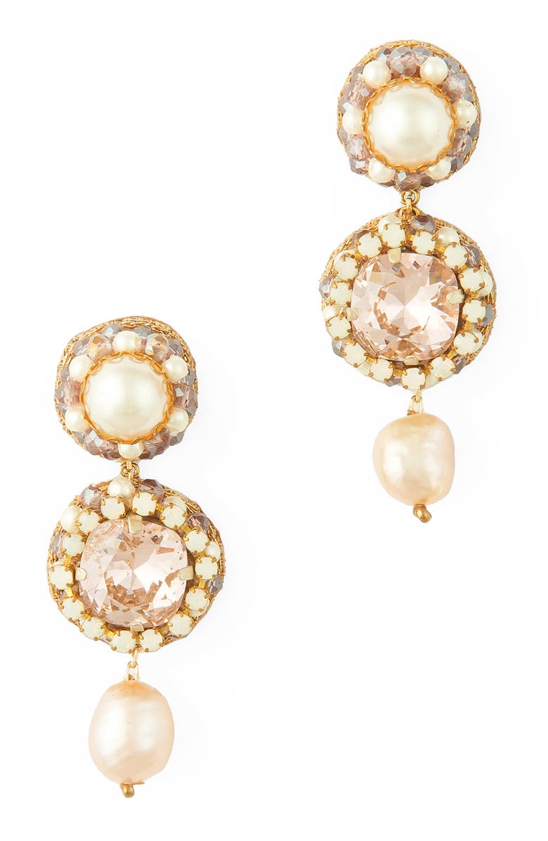 Deepa Gurnani Mukta Drop Earrings, Main, color, Dusty Pink