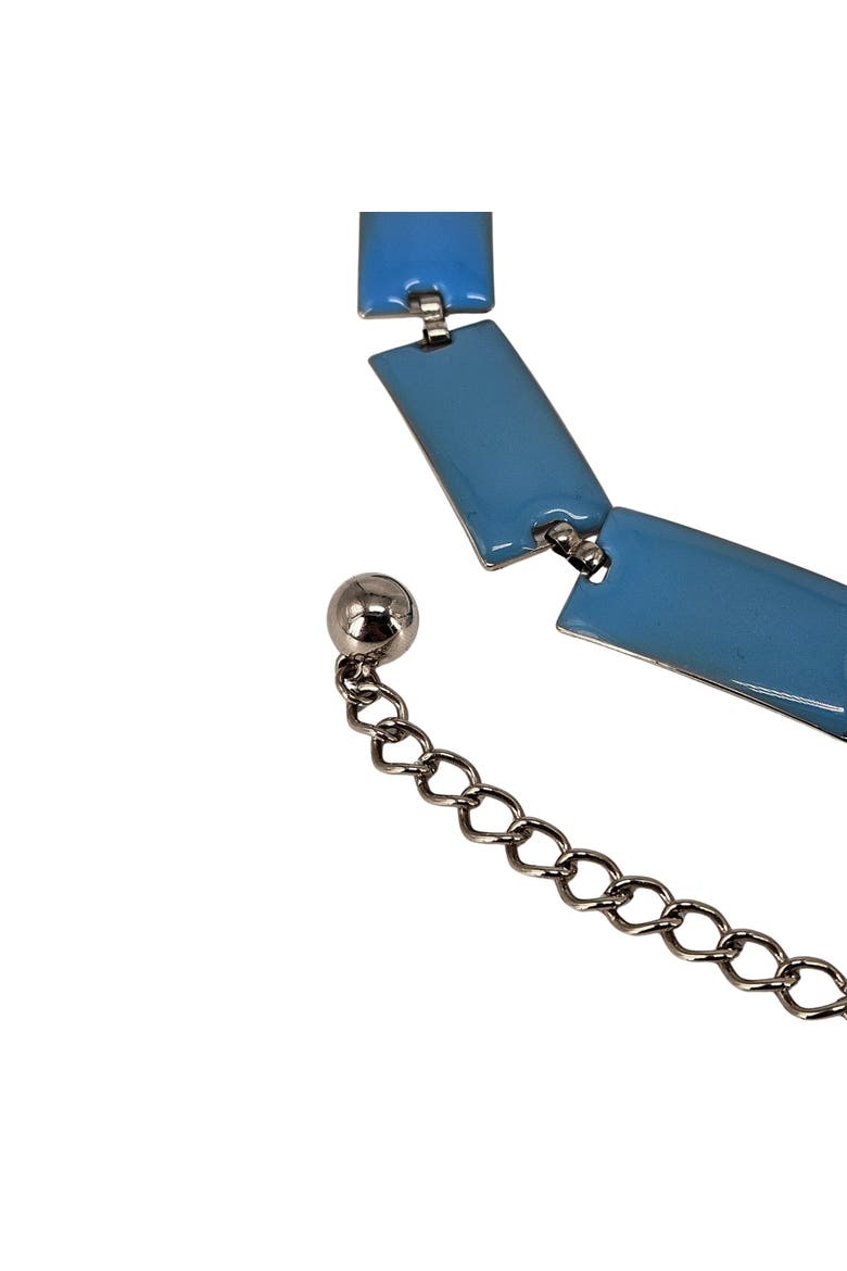Vintage 1960s70s Blue Enamel Chain Belt, Alternate, color, Gold