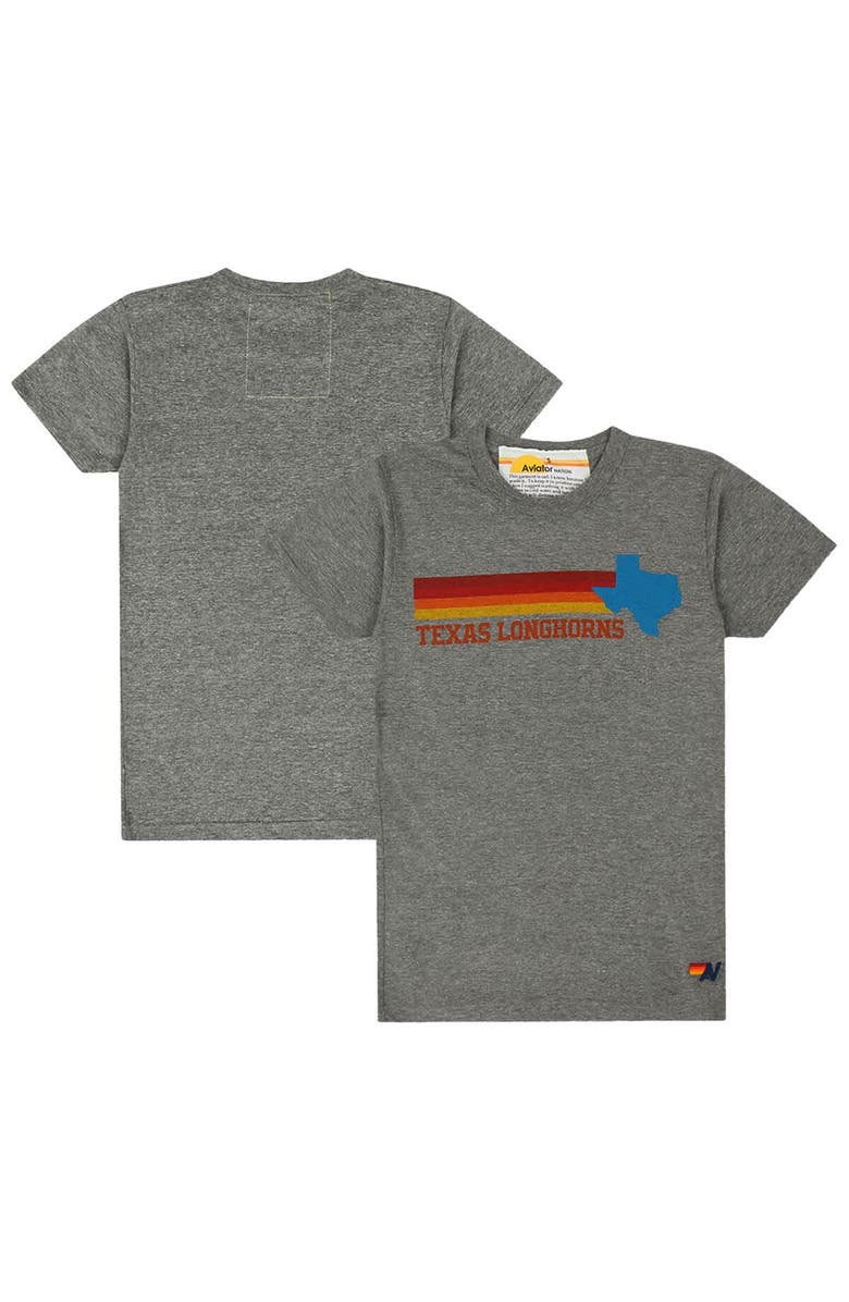 Aviator Nation Unisex Aviator Nation Heather Gray Texas Longhorns Tri-Blend T-Shirt, Alternate, color, 